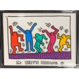 A Keith Haring framed lithograph entitled 'Dancing Men' frame 86 x 65cm. Authorised by the estate of