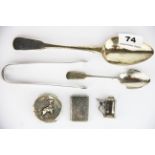 A Georgian hallmarked silver soup spoon, four further hallmarked silver items together with a