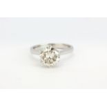 An 18ct white gold solitaire diamond ring, diamond approx 3.01ct, ring size - P