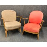 Two vintage Ercol armchairs.