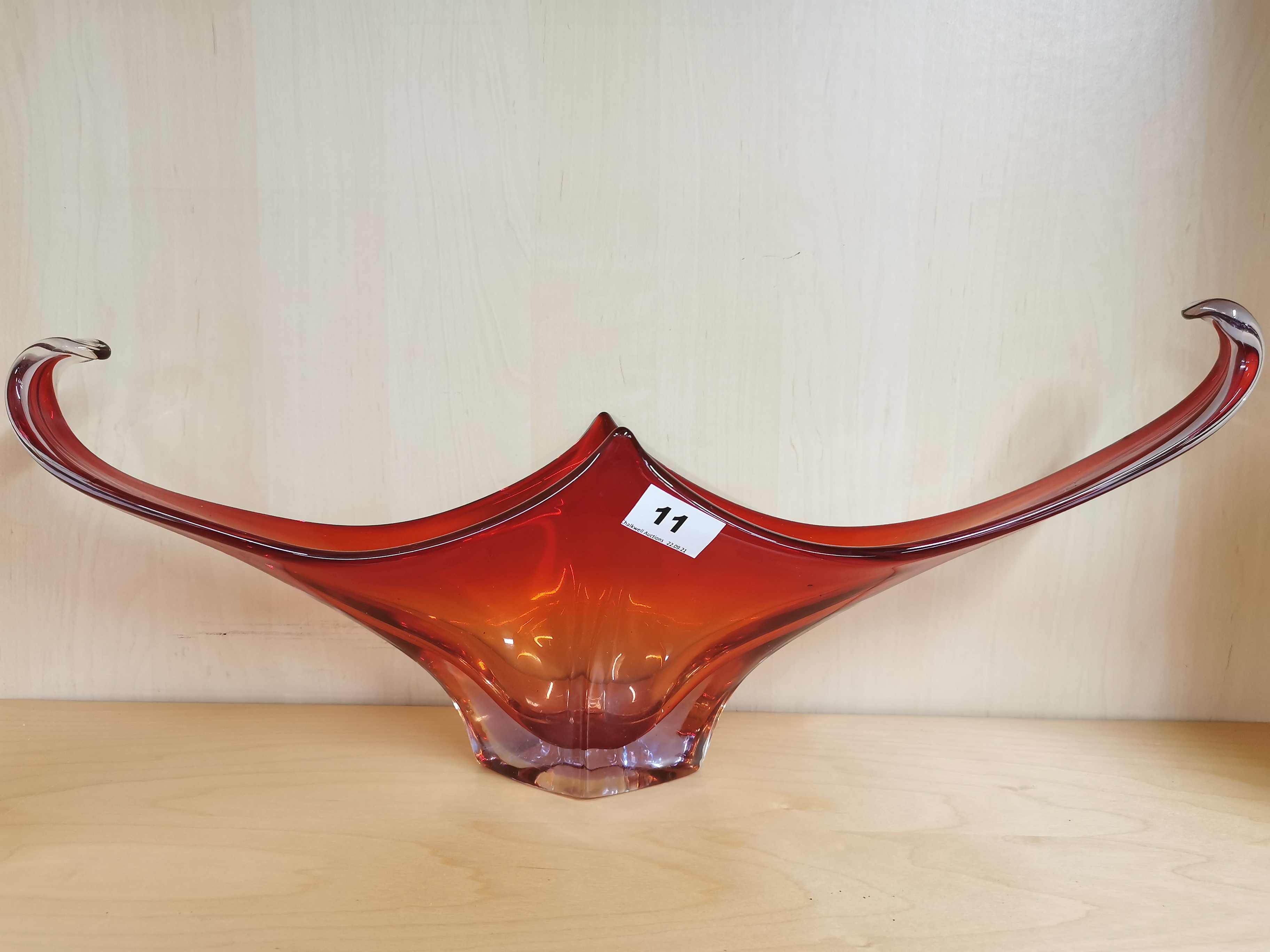 A large vintage Murano glass centrepiece, W. 58cm.