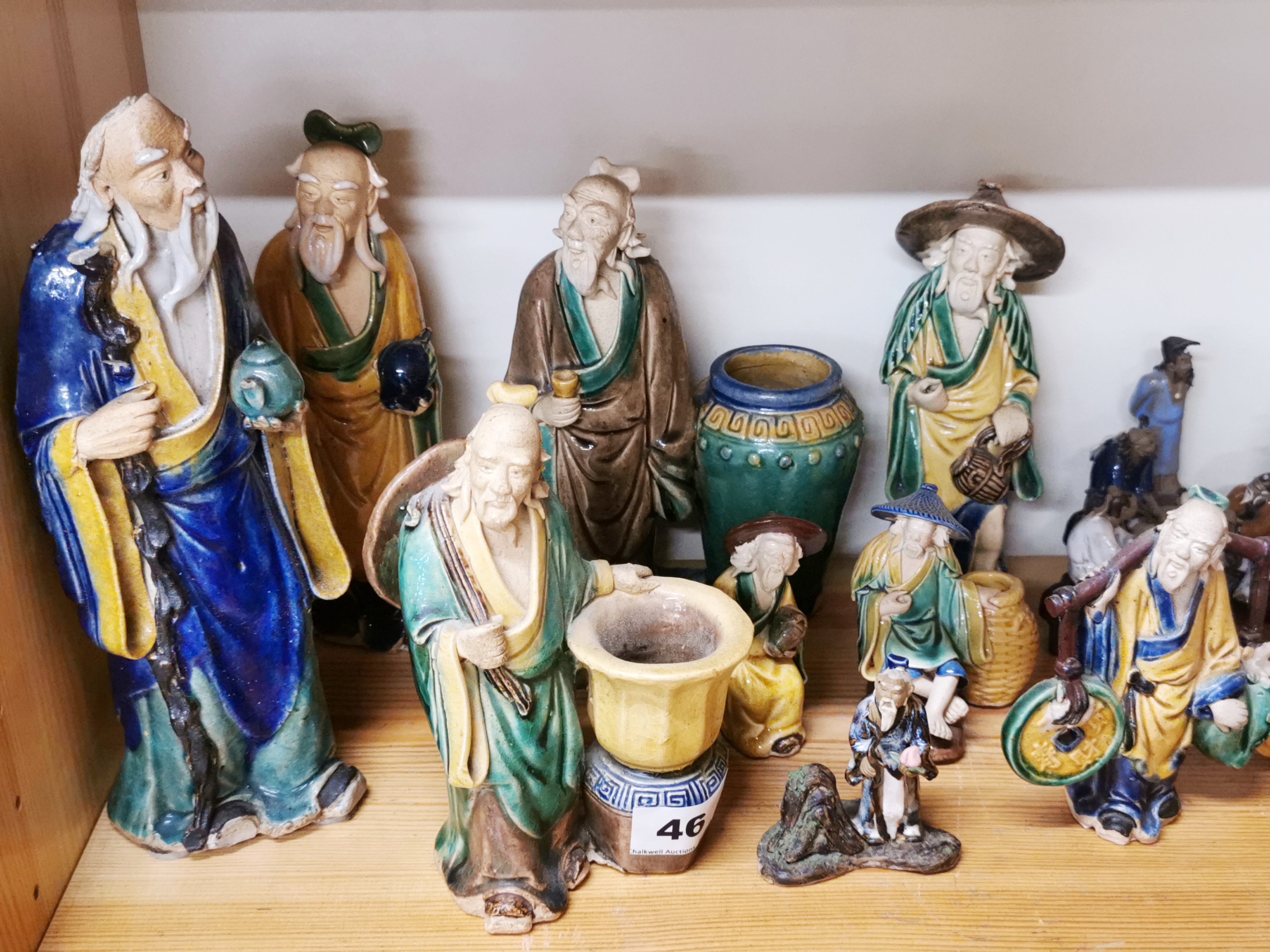 A group of Chinese glazed pottery figures, tallest 24cm. - Image 3 of 3