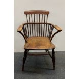 An 18th C low back Windsor chair (probably sycamore).
