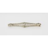 An antique 14ct (stamped 14K) brooch set with a brilliant cut diamond, approx. L. 6cm.