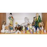 A group of mixed Chinese porcelain figures, tallest 24cm.