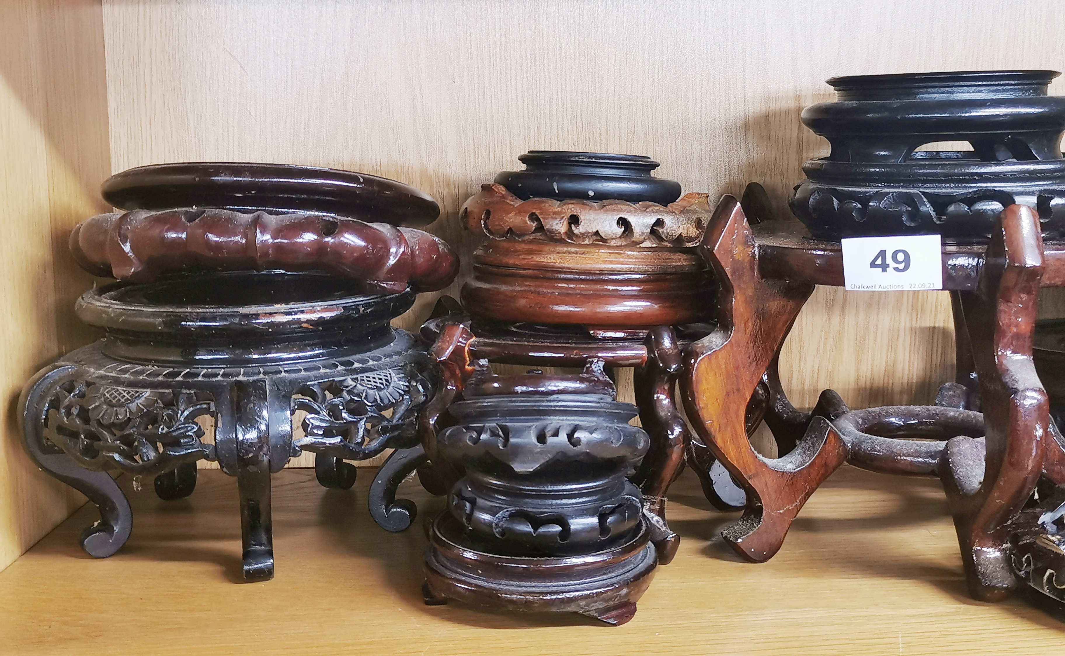 A large group of Chinese wooden stands. - Image 3 of 3