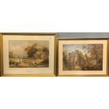 J F Parkin gilt framed watercolour of a rural scene entitled 'The Old Farm', frame size 63 x 51cm.