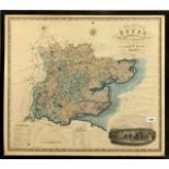 A large framed 1831 map of Essex by C & I Greenwood from the survey of 1824, frame size 77 x 67cm.