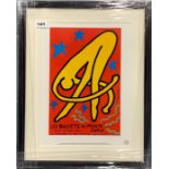 A Keith Haring (American, 1958 - 1990) framed lithograph of the poster 'Les Ballets de Monte