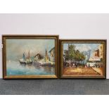 Two gilt framed oils on canvas, largest frame size 55 x 71cm.