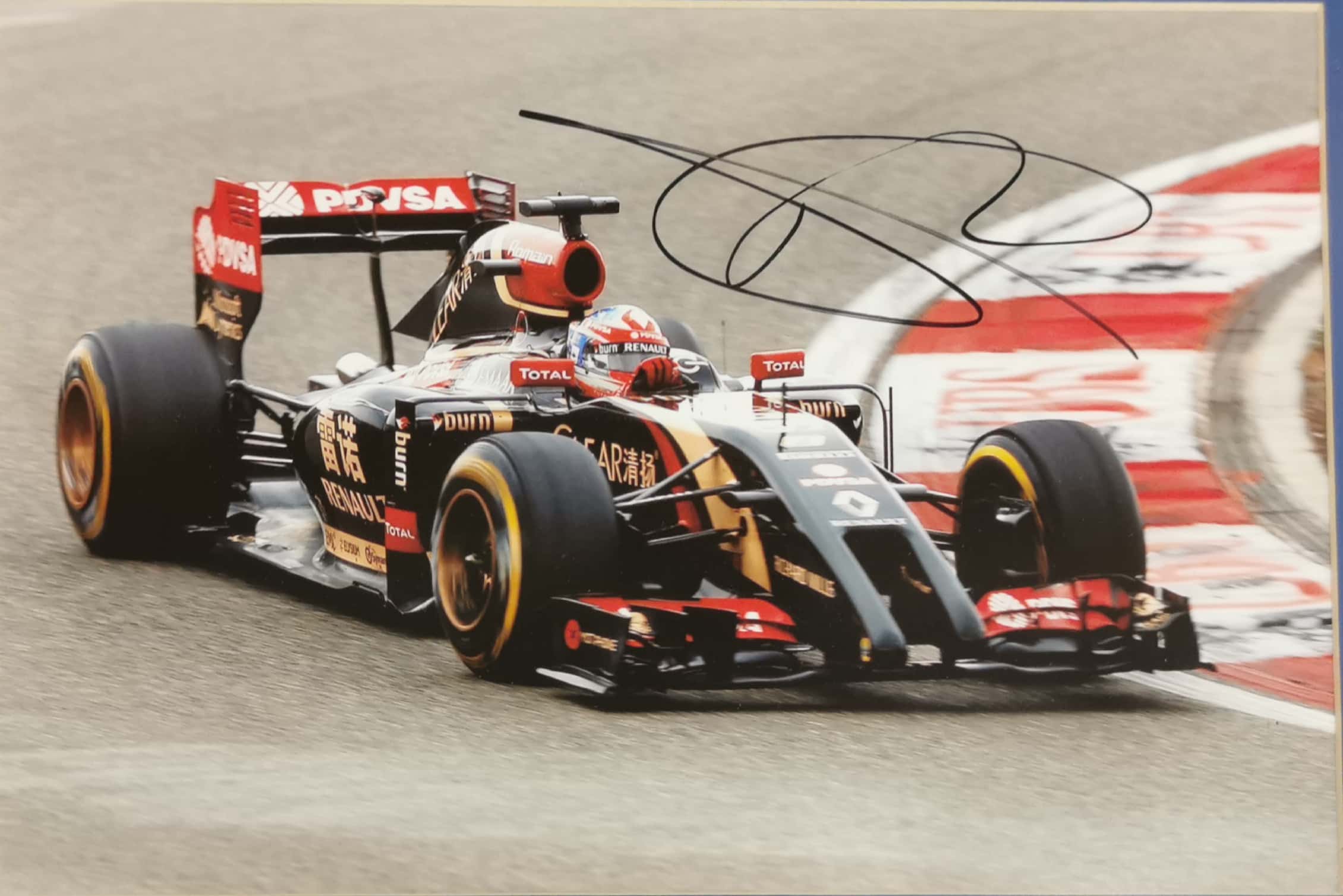 Autograph interest: A framed group of three driver signed pictures by Rona Grosjean (Swiss, 1986), - Image 3 of 4