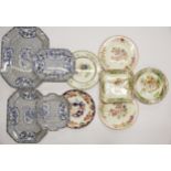 A group of graduated Adams pattern porcelain plates together with two Doulton and other