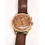 A gents 18ct gold cased Swiss chronograph wristwatch c.1950 with lever movement, currently