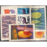 Douglas Mazonowicz, six large unframed lithographs, some signed and numbered, 59 x 92cm.