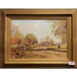 Edwin J Lambert, gilt framed Victorian oil on canvas of a farmyard scene, 55 x 42cm.