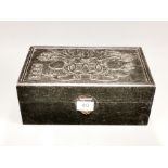 A Chinese carved glass hardwood box, 30 x 18 x 12cm.