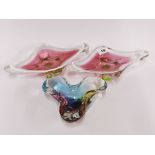 A pair of Murano glass bowls and one other, W. 30cm.
