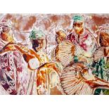 Ufuoma Onobrakpeya, "Praise Singers", plastocast artwork, 59 x 69cm, c. 2002. The artwork depicts