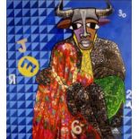 Obiora Anamaleze, "Beast of no nation", 120 x 132cm, c. 2019. The painting speaks against the