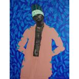 Paul Ayihawu, "Bougie Boy", charcoal and acrylic on canvas, 90 x 120cm, c. 2021. This painting