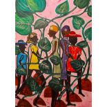 Chinwe Russell, "My Friends in the Jungle", acrylic on paper, framed, 90 x 65cm, c. 2021. I had