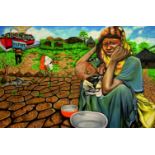 O Yemi Tubi, "Hunger in the Land of Plenty", oil on canvas, 91 x 61cm, c. 2015. "Hunger in the