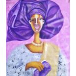 Dr Ritadoris Edumchieke Ubah, "Sisi", acrylic on canvas, 89 x 102cm, c. 2020. A stylised stylish