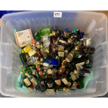 A large box of mixed alcohol miniatures.