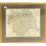 A framed 1822 map of Yorkshire printed for C. Smith of The Strand London, frame size 62 x 71cm.