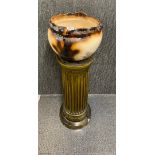 A 19th century ceramic plant holder with similar pedestal stand, overall H. 92cm.