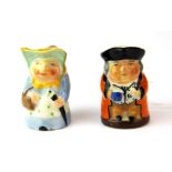 Two miniature W H Goss porcelain toby jugs, H. 4cm.