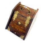 A brass mounted Victorian wooden coal box.