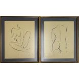 A pair of white pencil signed lithographs 4 and 16/200 of female nude figures with embossed printers