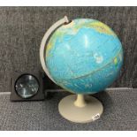 A vintage Danish Scan-globe dated 1975, H. 42cm. together with a magnifying glass