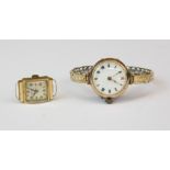 A vintage 18ct gold ladies wrist watch and a 9ct gold wristwatch