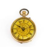 A 9ct rose gold (stamped 9k) pocket watch, L. 4.5cm.