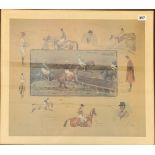 A large framed lithograph of Horse Riding in the Military by Snalley, limited edition 86 of 850,