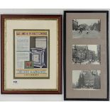 A framed original gas cooker advertising print, frame size 45 x 35cm. and three framed prints of