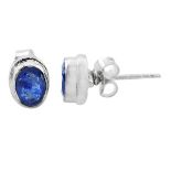 A pair of 925 silver sapphire set stud earrings, L. 0.8cm.