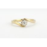 A 15ct yellow gold diamond set solitaire ring, (M.5).