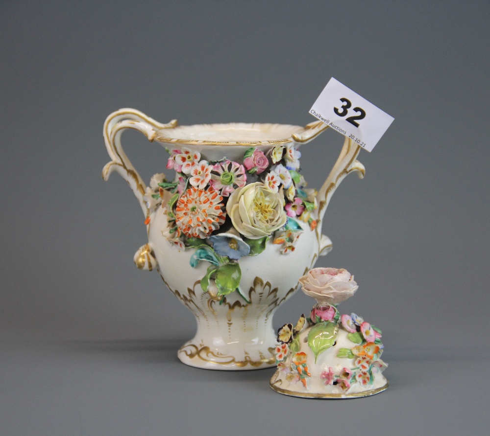 An 18th century porcelain potpourri and cover (possibly Coalbrookdale), H. 18cm. - Image 2 of 3