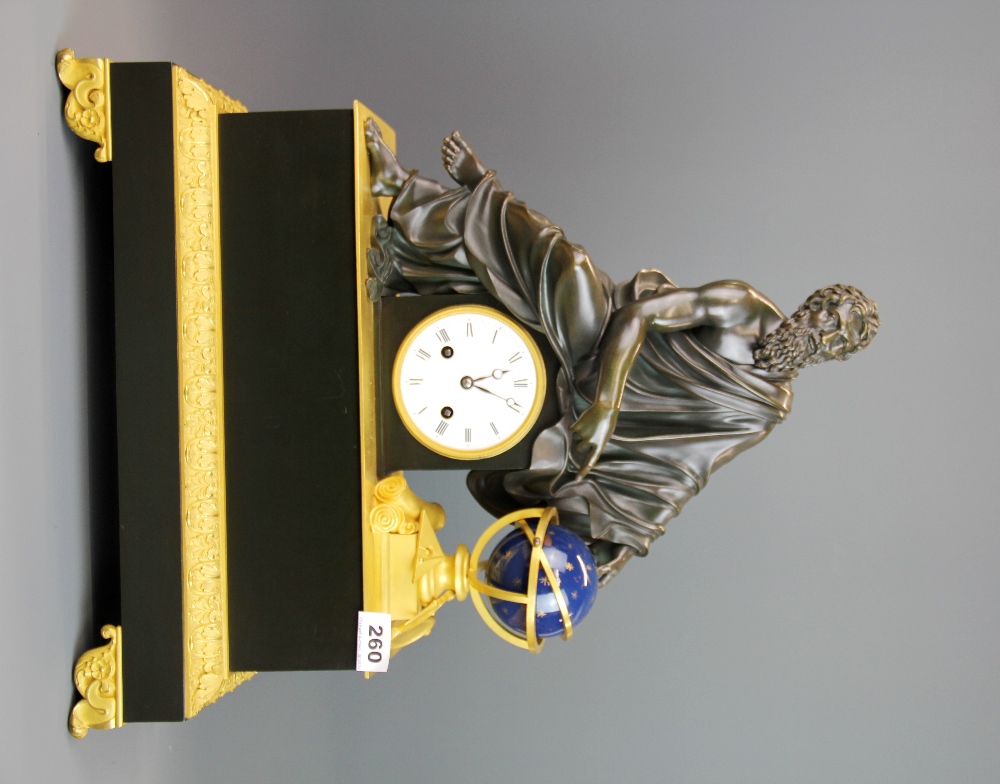 A superb 19th century French gilt bronze mantle clock, H. 52cm.