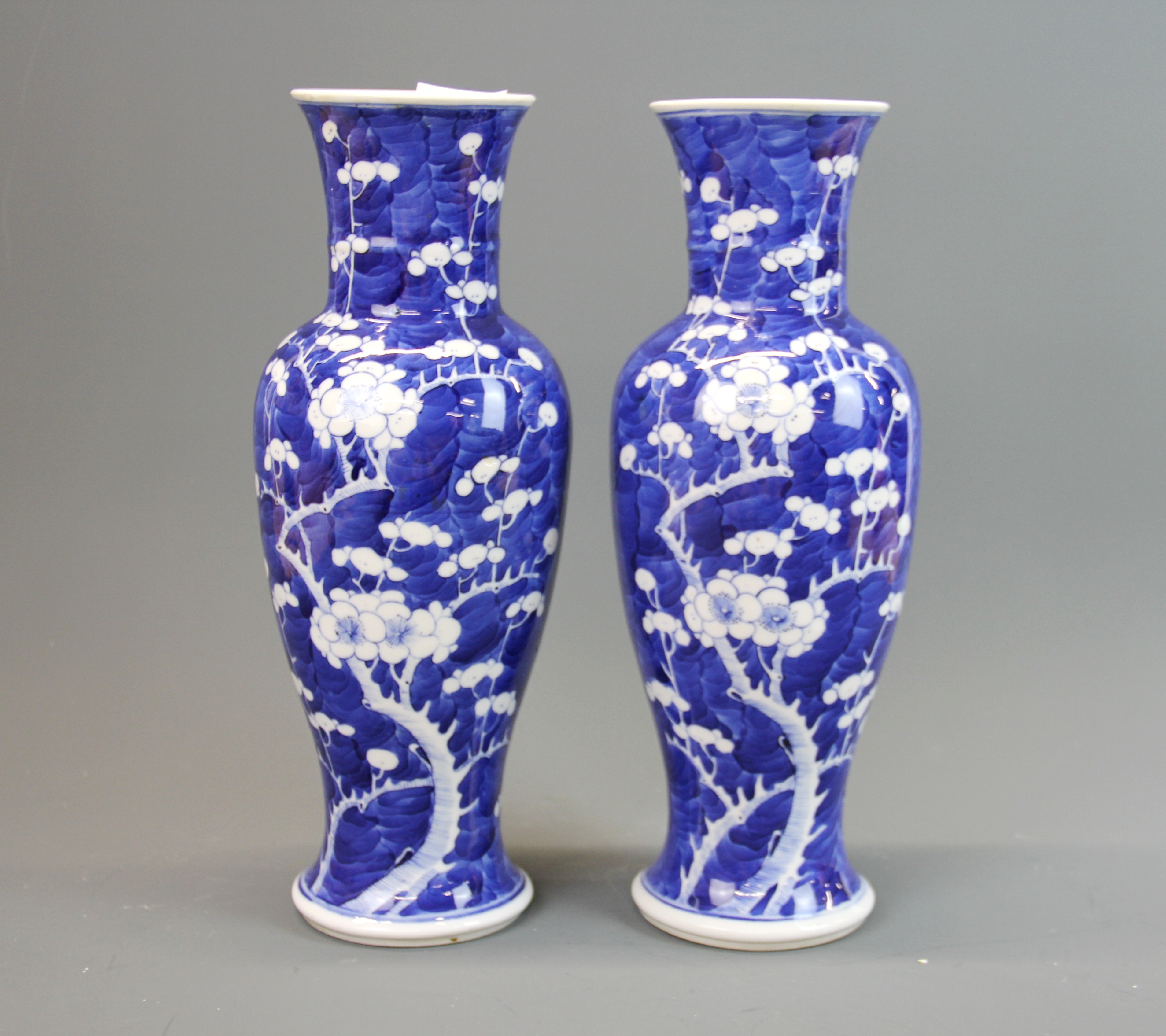 A pair of 19th century Chinese prunus pattern porcelain vase with four character mark to base (A/F), - Image 3 of 4