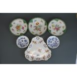 A group of three Dresden hand painted porcelain items together with three further German porcelain