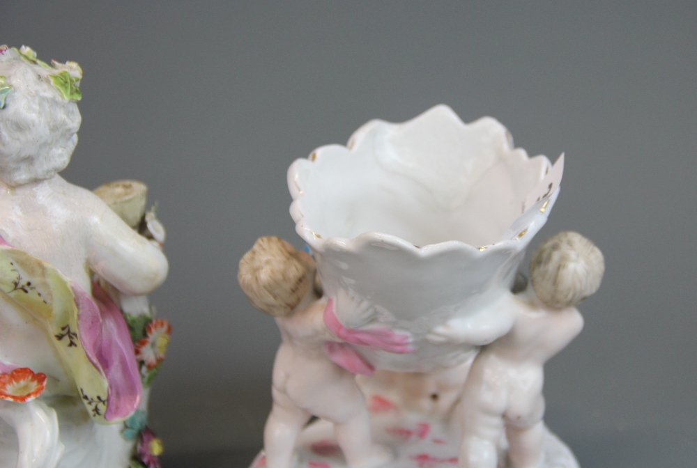 A group of 19th century and later porcelain cherub items. Condition: some repair. - Image 9 of 13