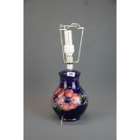 A Moorcroft porcelain lamp base, porcelain H. 26cm.