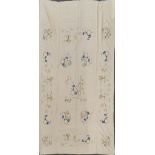 A lovely 1920's/30's hand embroidered table cloth decorated with Chinese rickshaw scenes, 136 x