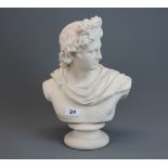 A Parianware bust of Apollo for Art Union London 1861, H. 33.5cm.