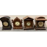 Four 19th century mantle clocks, H. 37cm.