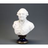 A French Parianware and part glazed porcelain bust of King Louis XVI, H. 28cm.